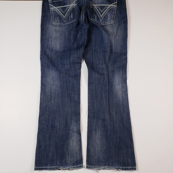 Rock and Roll Cowboy Embroidered Denim Blue Bootcut Jeans - Picture 3 of 7
